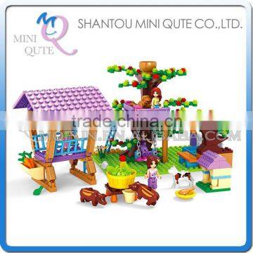 Mini Qute DIY farm farmer transport cart apple tree house village action figure plastic building block educational toy NO.24706