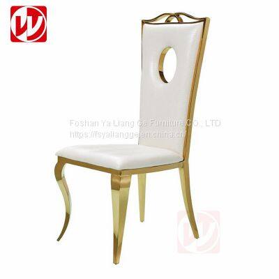 Party Rental White Leather Event Furniture Dubai Restaurant Gold Metal Banquet Dining Chairs