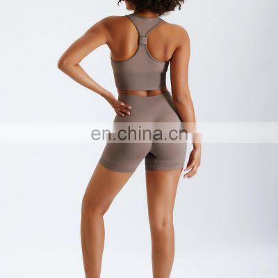 Tik Tok Hot Sexy Deep V Neck Bra And Soft Sport Scrunch Butt Lift Seamless Shorts Push Up Booty Workout Gym Yoga 1 Pcs Set