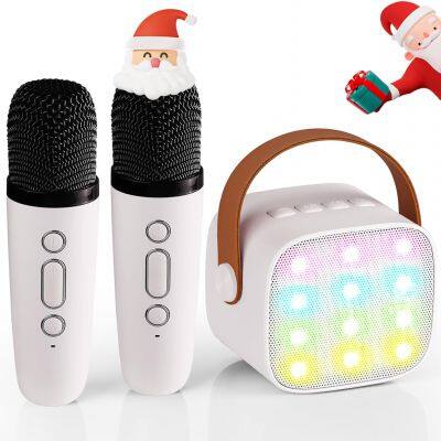 Portable mini blue tooth karaoke complete set speaker wireless mic manufacturers sound system subwoofer sound box led light