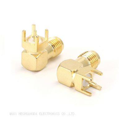 SMA KWE RF Adapter Female Jack Connector Right Angle Solder Type Antenna CONNECTOR PCB Mount 14.5MM photo-2