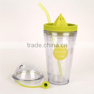 2015 hottest sale plastic tumbler, fruit infuser tumblers with straw