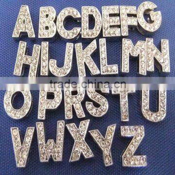 Wholesale DIY Letters Zinc Alloy Accessories 10mm Full Diamond Rhinestone Slide English Letters