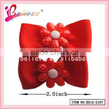 Cheap hair accessories wholesale small ribbon bow beaded elastic hair band (XH12-2107)