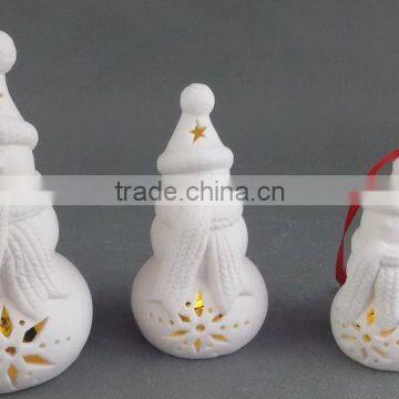 "Pinsun" ceramic snowman tealigh holder