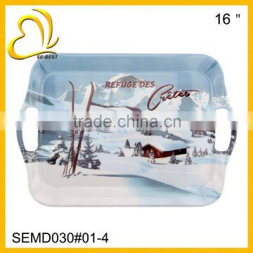 2014 new rectangle melamine serving tray with handle