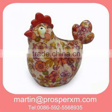 Ceramic animal chicken shape money bank