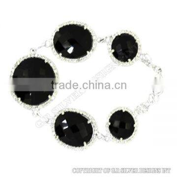 Black Onyx Bangle Bracelet,gemstone Bracelets Wholesale,silver Bracelet 925,sterling Silver Bracelets Wholesale photo-2