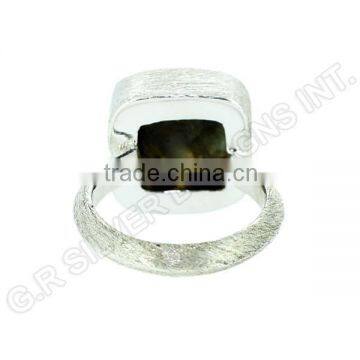 Natural Labradorite Cushion Cab Gemstone Ring,925 Sterling Silver Bezel Set Ring Jewelry photo-3