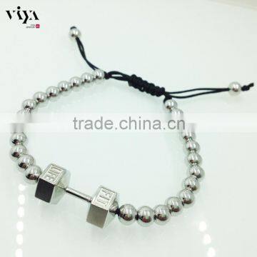 High End Quality Accept 3d Jewelry Dumbbell Beads Men Bracelet 316L Stainless Steel Material Provide Sample Summer Man Bracelet photo-3