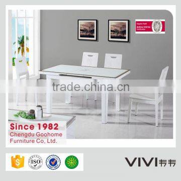 2016 latest white high quality folding dining table with tempered glass top