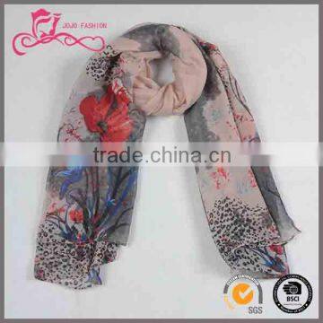 Best Prices Latest Custom Design scarf,bulk winter flower printing fashionable voile scarf for women