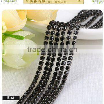 Black SS6 to SS38 Silver Plating Wholesales AAA Quality Loose Close Crystal Cup Claw Rhinestone Chain for Jewelry Cheapest