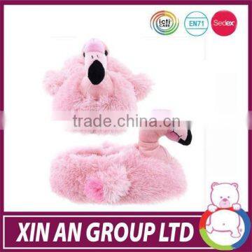 OEM ICTI, Sedex, BSCI warm bedroom plush flamingo slippers