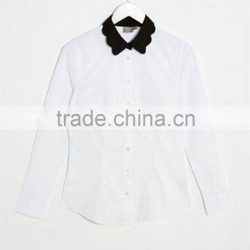 Floral Collar Matching Color Women Shirt Long Sleeves Women Blouse OEM Service photo-5
