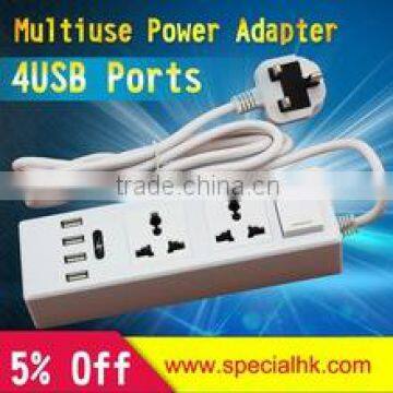 Electric multi plug socket with smart 4 usb extension plug and wall socket charger