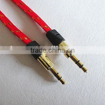 gold-plated flat braid DC3.5 male to DC3.5 male audio cable