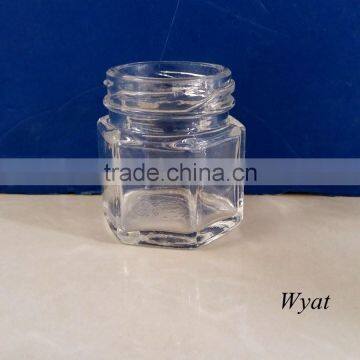 Empty 50ml Hexagonal Glass Jam Jars With Golden Lid SLJd32 photo-4