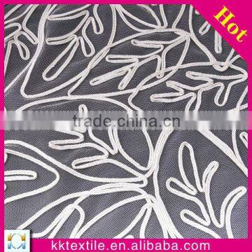 2014 hot sale polyester mesh fabric with rib ribbon designs
