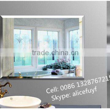 cheap simple design wall hanging bevelled frameless bathroom mirror