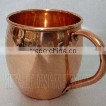 100% Copper Barrel Moscow Mule Mug with Sturdy Riveted Handle - 16 Oz