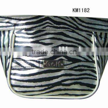 Zebra PU cosmetic bag with zip closed