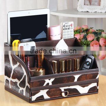 Creative multi functional leather smoking paper bo European home coffee table remote control desktop leather tissue bo