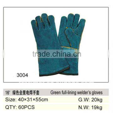 16'' green cow split leather welding glove