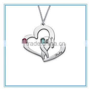 Engraved Two Heart stainless steel Necklace