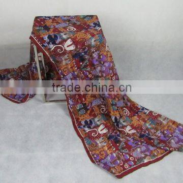 Digital printed 100% pure silk mask pattern long silk scarves