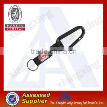 China wholesale black cheap custom carabiner keychain short lanyard