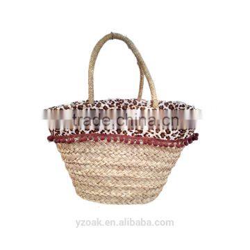 Fashion tassels brown ball natural beach bag