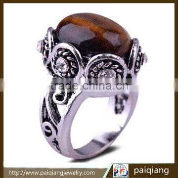 2015 hot sales antique silver engraved ring decorated with agate