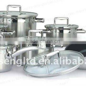 Flat cover 10pcs stainless steel cookware sets