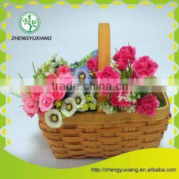 Handmade wood storage fruit basket with handle