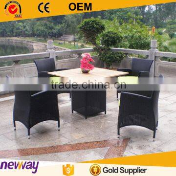 Hot sale strong drawing force synthetic wicker yard table and chair set dining furniture