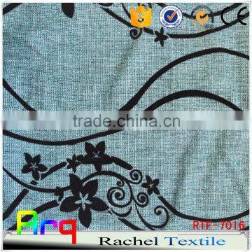 classic style bright color Spark design Linen Cotton flocked upholstery fabric used for curtain sofa cushion material