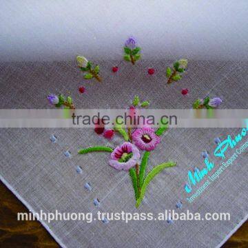 Flower Design With Hand Embroidery Handkerchief