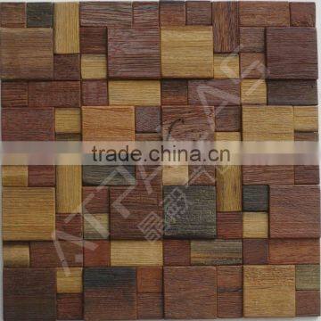 2015 newest cheap price natural parquet wood mosaic home decor wall tile mosaic wood