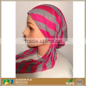 Hot Pink & Light Grey Striped Athletic Pre Tied Bandana Scarf