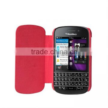 Book-open design heat setting phone leather case for blackberry q10