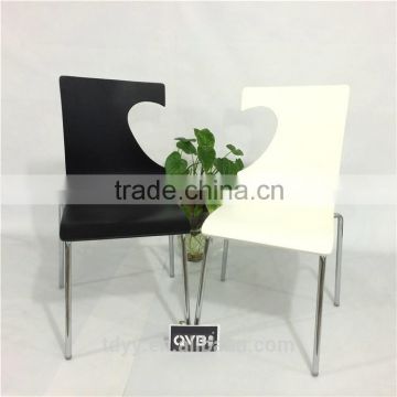 TDC-133- 3 QVB JIANDE TONGDA BENTWOOD PLYWOOD CHROME PLATED FRAME DINING CHAIR BENTWOOD MEETING CHAIR LOVE DINING CHAIR