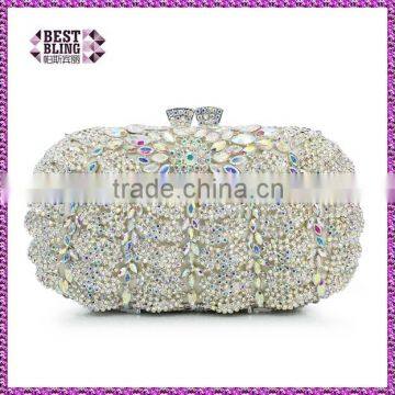 white color new design clutch hard shell evening wedding purse (8792A-SW)