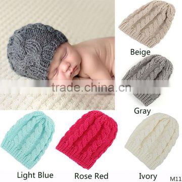 Baby baby warm winter wool hat sleeve head hat twist knitted hat and little bonnet