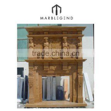 Hand Carving White Marble Flower Design Fireplace Mantel / Surround photo-4