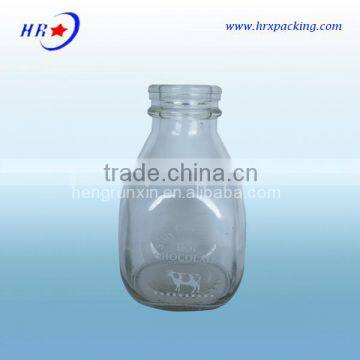 Custom made 473m/16oz empty glass bulk fresh milk bottle with lids