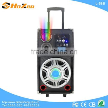 hot-sale portable trolley speakers with crystal light, wireless MIC,USB,SD, trolley portable speakers L-95