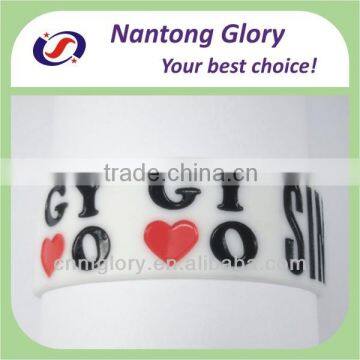 One Inch Custom Silicone Wristbands with Colour Text logo