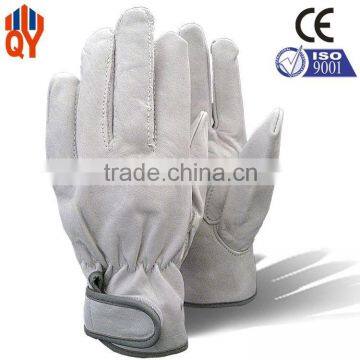 White Cow Grain Leather Finger Protection Work Gloves