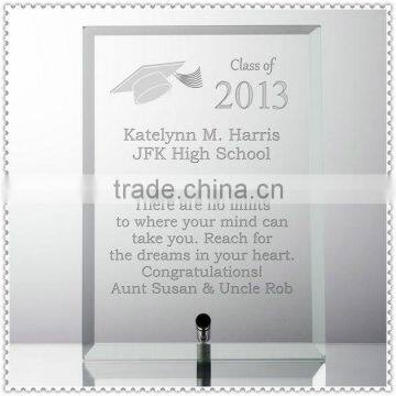 Clear Rectangle Engraved Glass Plaque For Graduation Souvenir